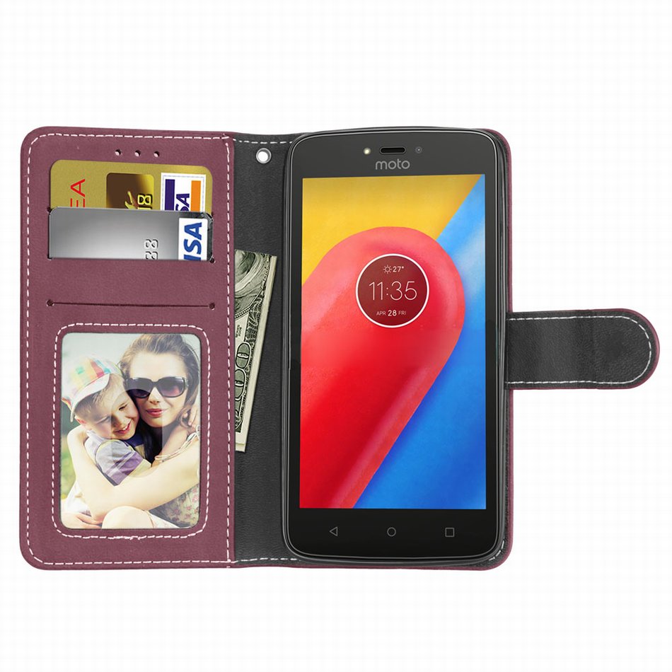 Matte Leather Flip Wallet Case for Motorola Moxo X4