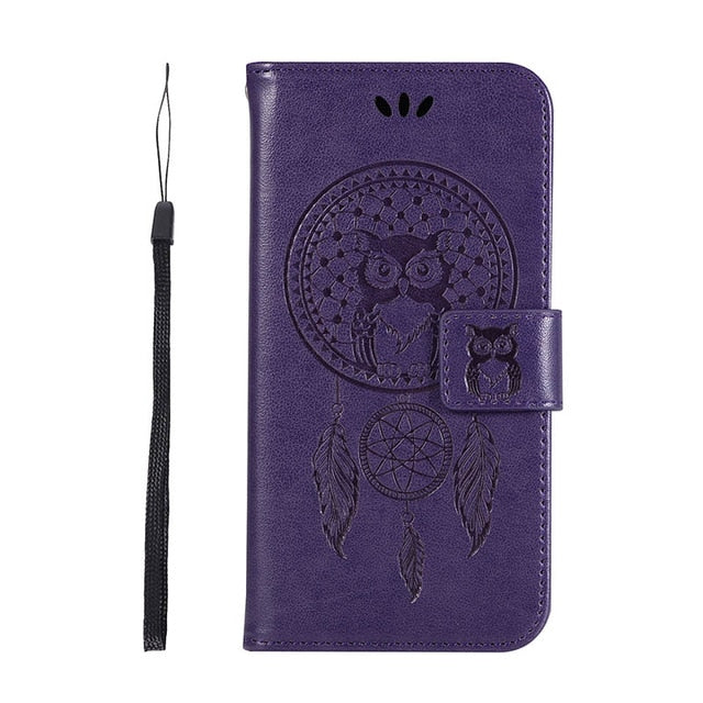 Owl Leather Wallet Case for Motorola Moto E5