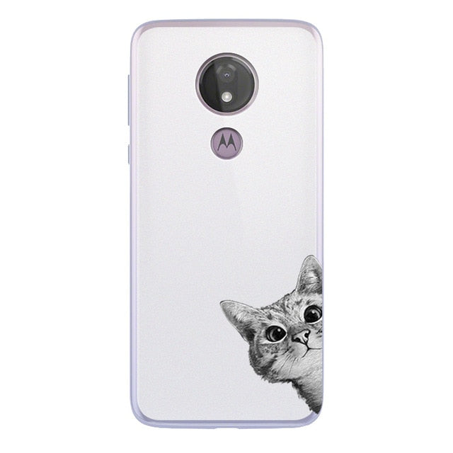 Clear Cat Silicone Case for Motorola Moto G7 Supra