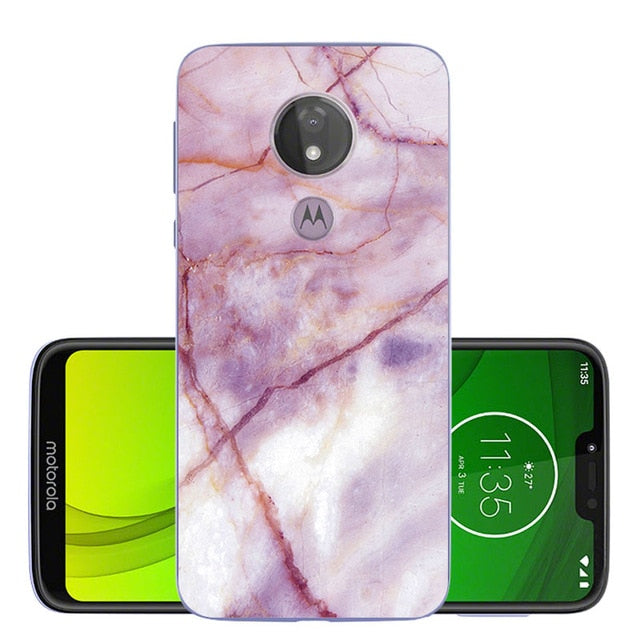Marble Silicone Case for Motorola Moto G7 Supra