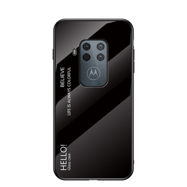 Glossy Clear Tempered Glass Case for Motorola One Zoom