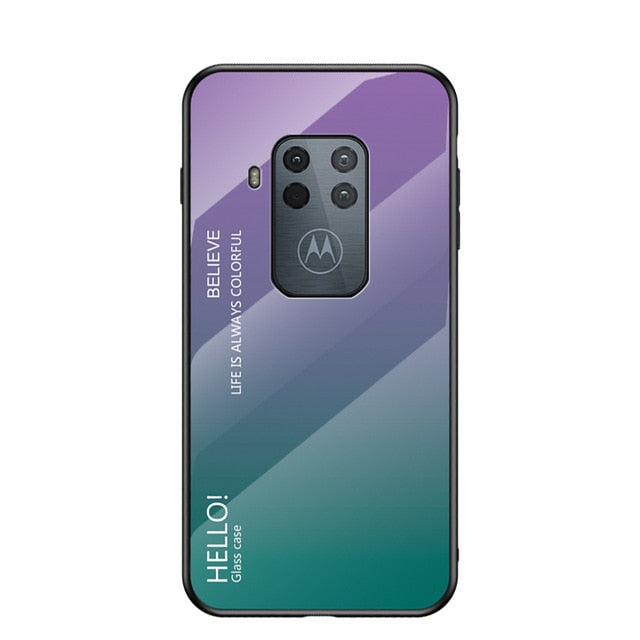 Glossy Clear Tempered Glass Case for Motorola One Zoom