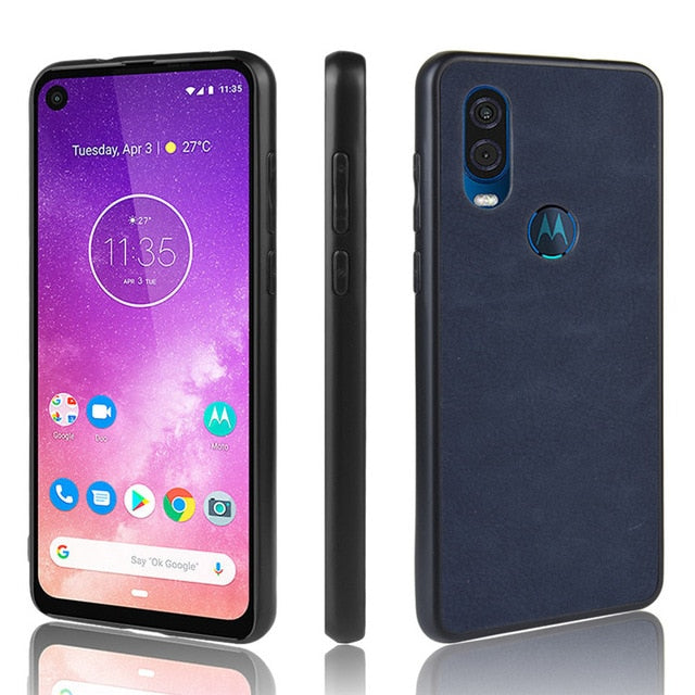 Sheep Leather Fabric Case for Motorola One Vision