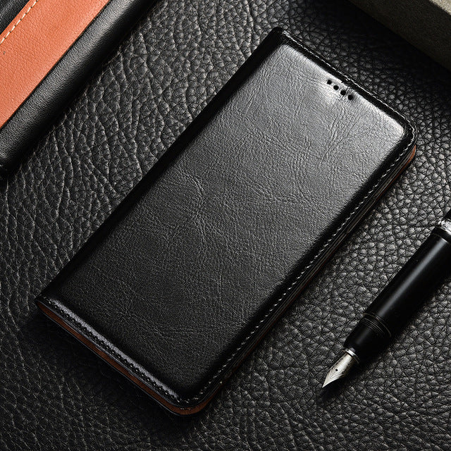 Genuine Leather Wallet Case for Motorola Moto Z2 Force