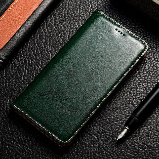 Genuine Leather Wallet Case for Motorola Moto Z2 Force