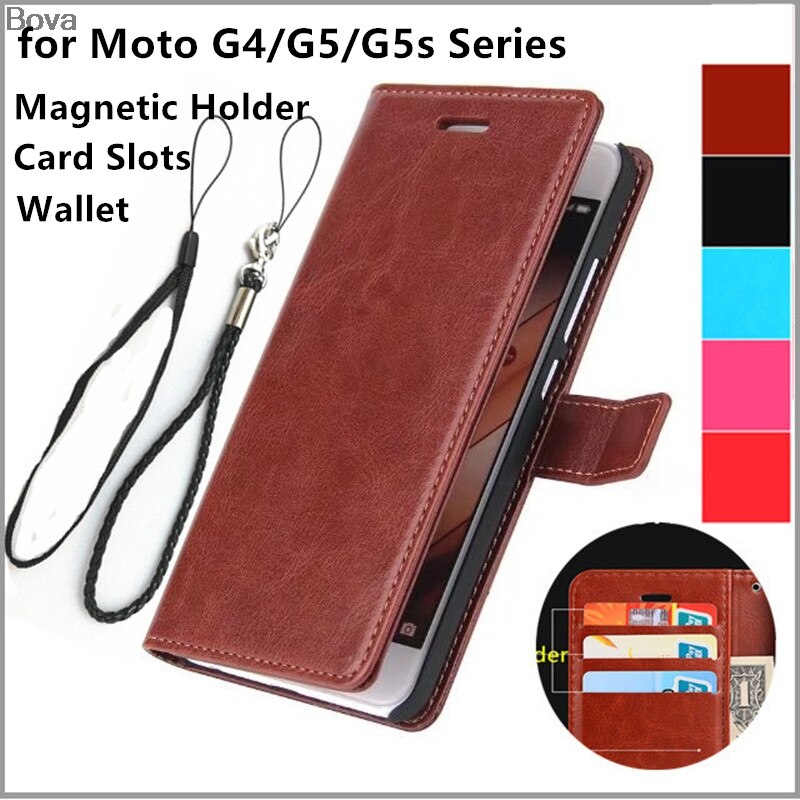 Retro Leather Flip Wallet Case for Motorola Moto G5
