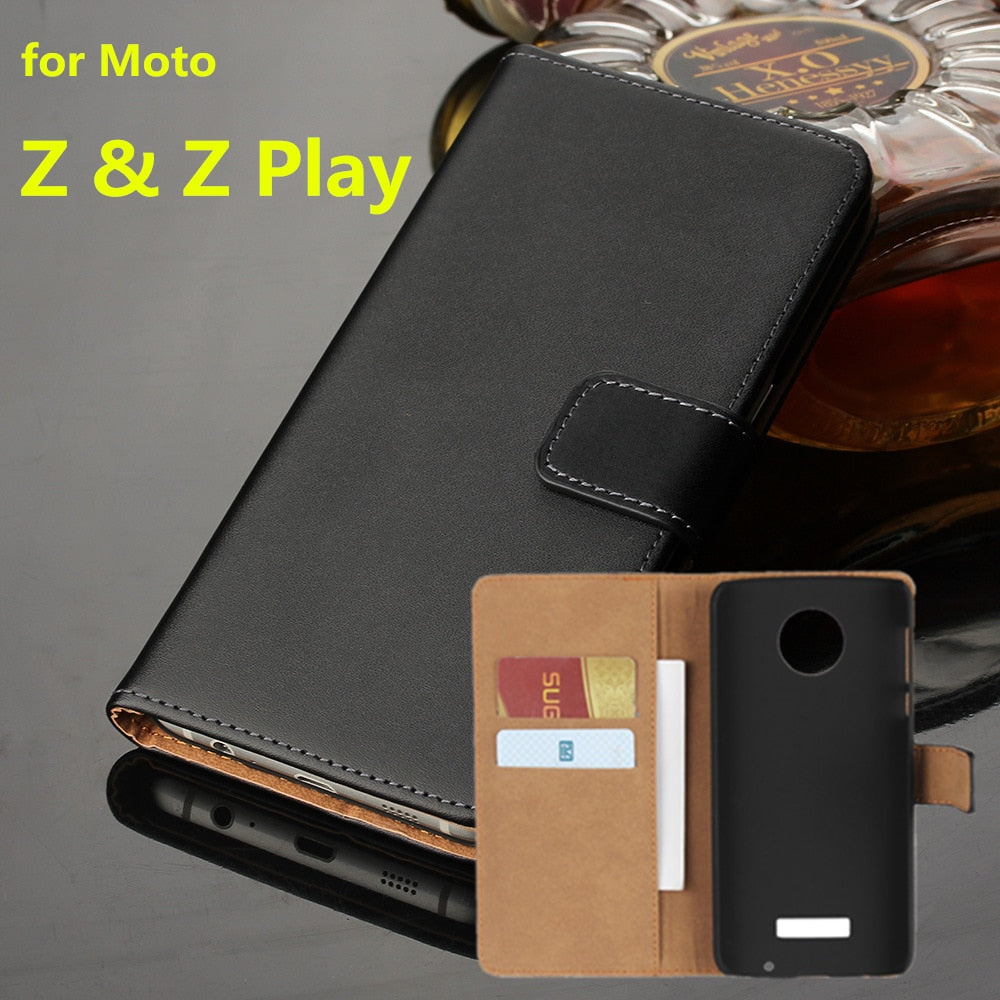 Classic Leather Wallet Case for Motorola Moto Z