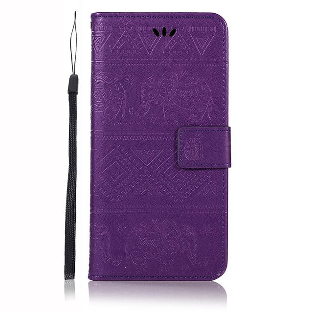 Aztec Elephant Leather Wallet Case for Motorola Moto G6 Play